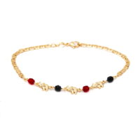 Peermont 18k Gold Plated Elephant Chain Anklet with Red and Black Crystals