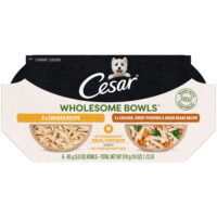 CESAR WHOLESOME BOWLS Chicken Wet Dog Food Toppers Variety Pack, (6 Pack) 3 oz. Bowls