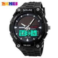 SKMEI Fashion Solar Power Dual Time Sports Watch Waterproof Wristwatch for Men and Women