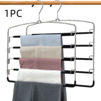 Pants Hangers 1 Pc, Swing Arm Trousers Hanger, Space Saving Pants Rack, 5 Layers Jeans Hangers with Non-Slip, Multiple Pants Hanger Closet Organizer for Trousers Scarves Ties