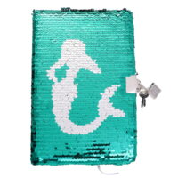 Mermaid Pattern Sequin Journal Notebook Writing Notebook Planner Personal Diary Organizer with Lock (Light Green+Silver)