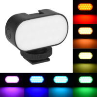 Andoer ST15RGB Mini LED Video Light RGB Vlog Fill Light 7 Color Lights CRI95+ Built-in Lithium Battery with Cold Shoe Mount for Smartphone Action Camera Vlog Live Streaming
