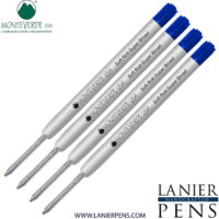 Lanier Combo Pack - 4 Pack - Monteverde Soft Roll Super Broad Ballpoint P15 Paste Ink Refill Compatible with most Parker Style Ballpoint Pens - Blue (Super Broad Tip 1.4mm)
