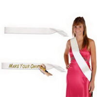 Beistle White Fabric Blank Satin Sash DIY Customizable Accessory For Wedding, Hen Party, Pageants, Homecoming, Parades, 33' x 4'