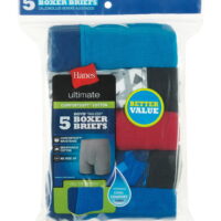 Hanes Ultimate® Boys' Dyed Boxer Brief With Comfortsoft Waistband 5-Pack BU75F5 - Assorted - L
