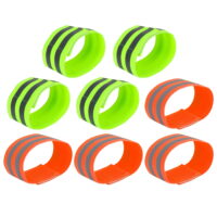 8pcs Reflective Bands for Arm Ankle Reflective Armbands Slaps High Visibility Cycling Riding Reflector Tape Orange Green