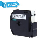 Label Kingdom M-K231 Black on White Label Maker Tape, 0.47' x 26.2' - 4 Pack