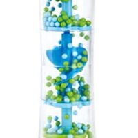 Hape Beaded Raindrops | Mini Wooden Musical Shake & Rattle Rainmaker Toy, Blue, Model Number: E0328B