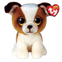TY Beanie Boos - HUGO the Brown & White Dog (Glitter Eyes) (Regular Size - 6') Plush