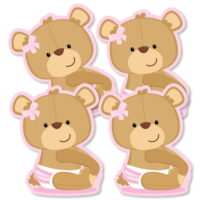 Big Dot of Happiness Baby Girl Teddy Bear - Decorations DIY Baby Shower Party Essentials - Set of 20