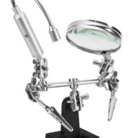 Ram-Pro Helping Hand Magnifier Glass Stand with Flexible Neck LED Flashlight & Alligator Clips  3x Magnifying Lens, Perfect for Soldering, Crafting & Inspecting Micro Objects (Batteries Included)