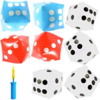 9-Piece Jumbo Inflatable Dice Set with Air Pump, 12' Giant Large Dice for Indoor & Outdoor Play, Pool Party Game, 3 Colors