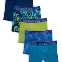 Hanes Boys' Cotton-Stretch Boxer Briefs, 5-Pack, Sizes S-XXL