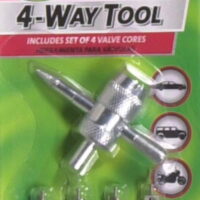 Slime 4-Way Valve Tool with 4 Replacement Valve Cores - 20088