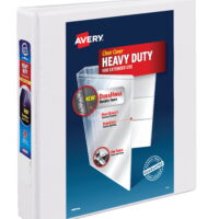 Avery Heavy-Duty View Binder, 1-1/2' One-Touch Slant Rings, 375-Sheet Capacity, DuraHinge, White (79795)