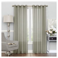 Eclipse Liberty Light Filtering Sheer Grommet Top Single Window Curtain Panel, Sage Green, 52x95