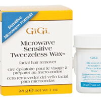 GiGi Microwave Sensitive Tweezeless Wax with Azulene Oil - Non-Strip Facial Hair Remover for Sensitive Skin, 1 oz