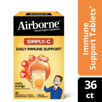 Airborne Simply-C Zesty Orange Effervescent Tablets, 36 count – 500mg of Vitamin C (per serving), Gluten Free Immune Support Supplement With Vitamins A C E, Zinc