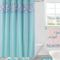 SAMIMPORT-2011 Solid Polyester Shower Curtain Set ,72' x 72' (15 Pieces)