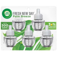 Air Wick Plug in Scented Oil Refill, 5 ct, Fresh New Day Palm Breeze, Air Freshener, Essential Oils