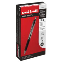 Uni-ball Signo Retractable Gel Pen, Micro 0.38 mm, Black Ink, Clear Barrel, Dozen