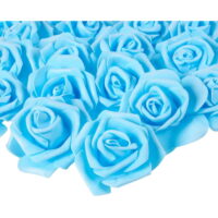 100 Pack Light Blue Artificial Rose Flower Heads, 3-Inch Stemless Flowers for Weddings, Bouquets, DIY Crafts