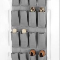 Whitmor 16 Pocket Over The Door Shoe Organizer, Paloma Gray