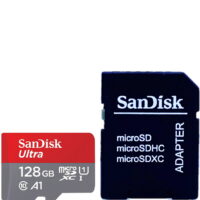 SanDisk Ultra 128GB microSDXC 120MB/s Class 10 UHS-I Flash Memory Card with Adapter for Smartphones Tablets Drones
