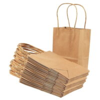 36 Pack Small Kraft Party Favor Gift Bags with Handles for Birthday, 8.5 x 5.25 in