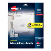 Avery Foil Mailing Labels, Silver, 3/4' x 2-1/4', 300 Labels (8986)