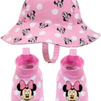 Disney Minnie and Mickey Mouse Sunny Fun Swim Bucket Hat and Booties Set - 0-12 Months For Girls