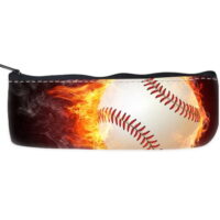 POPCreation Baseball Ball sport on fire burning School Pencil Case Pencil Bag Zipper Organizer Bag