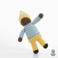 Pebble Handmade Pixie Rattle - Daffodil - Yellow Crochet Fair Trade Pretend Imaginative Play Montessori Machine Washable