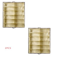 2Pcs/set 12 Grids Under Bed Shoe Organizer for Kids Adults Shoes Closet Storage Organizer Box