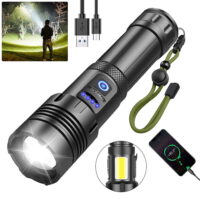 Rechargeable LED Flashlight High Lumens, 100000 Lumen Super Bright Flashlight with 7 Modes and COB Sidelight, LED Waterproof Handheld Flashlight for Emergencies, Camping, Home