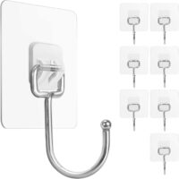 8 Pieces Large Wall Hooks for Hanging Heavy Duty 22lb(Max),Coat and Towel Adhesive Hooks,Wall Hangers Waterproof and Oilproof for Bathroom,Kitchen and Home Sticky Hooks