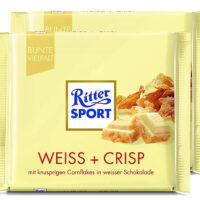 Ritter Sport White + Crisp Chocolate Bar Candy Original German Chocolate 100g/3.52oz (Pack of 2)