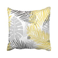 BPBOP Gold Exotic Pattern With Yellow Gray Palm Leaves On White Hand Draw Silhouette Tree Pillowcase Pillow Cushion Cover 20x20 inches