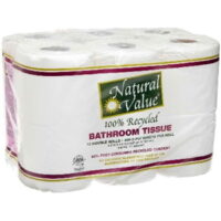 Natural Value 100% Recycled Bathroom Tissue, 400 2-Ply Sheets Per Roll, 12 Double Rolls (Pack of 4)
