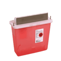 In-Room Sharps Container 11 H X 10-3/4 W X 4-3/4 D Inch 1.25 Gallon Translucent Red Base / Translucent Lid Horizontal Entry Flap Lid - 85131