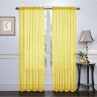 Ruthy's Textile Yellow Sheer Curtains Set  Window Panel Drape Pair 104' X 84' Inch for Kitchen Bedroom Children Living Room Yard