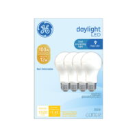 GE Daylight LED Light Bulbs 12 Watt (100 Watt Equivalent) Cool Energizing Light, A19 Bulb Shape, Medium Base (4 Pack)