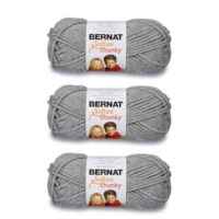 Bernat Softee Chunky Gray Heather Yarn - 3 Pack of 100g/3.5oz - Acrylic - 6 Super Bulky - 108 Yards - Knitting/Crochet