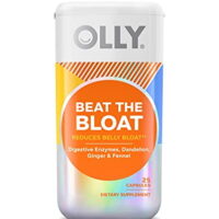 OLLY Beat The Bloat Capsules, Belly Bloat Relief for Gas and Water Retention, Digestive Enzymes, Vegetarian, Supplement for Women - 25 Count