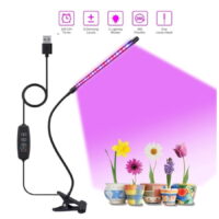 Plant Grow Lights, 1 Head 10W LED Growing Lamps, 3/6/12H Timer, Adjustable Gooseneck, for Indoor Plants, Full Spectrum, 9 Dimmable Levels, 3 Modes Timing Function