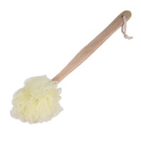 Back Scrubber Exfoliating Shower Body Brush Sponge Scrubbing Ball with Long Wooden Handle, White by Hi.FANCY