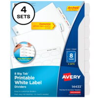 Avery Big Tab Printable Label Dividers, Easy Peel Labels, 8 Tabs, 4 Sets (14433)
