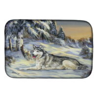 Siberian Husky Winterscape Dish Drying Mat