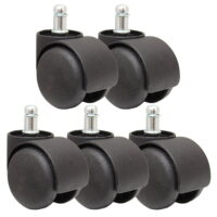 50mm Office Chair Roller Castor Wheels - Set of 5 - Black