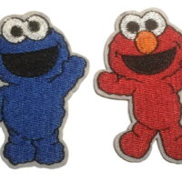 Cookie Monster and Elmo 2.5 Inches Tall Embroidered Iron On Patch Set of 2